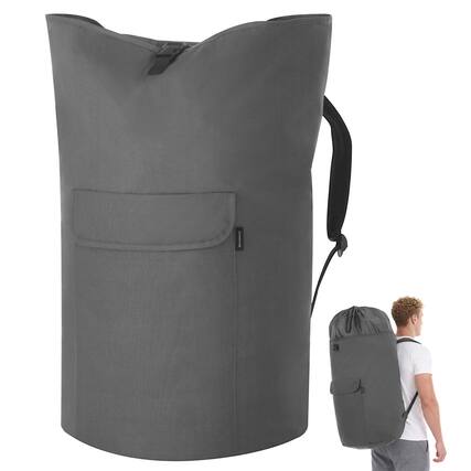 Front. Songmics Home - Laundry Bag, Laundry Backpack 31.7 Gallons (120 L), Heavy-Duty, Large with Extendable Top, Oxford Fabric - Slate Gray.