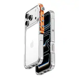 Dteck - Aluminum Metal Bumper Phone Case for Apple iPhone 17 Pro Max, Shockproof Protective Frame Cover with Open Back Design - Silver
