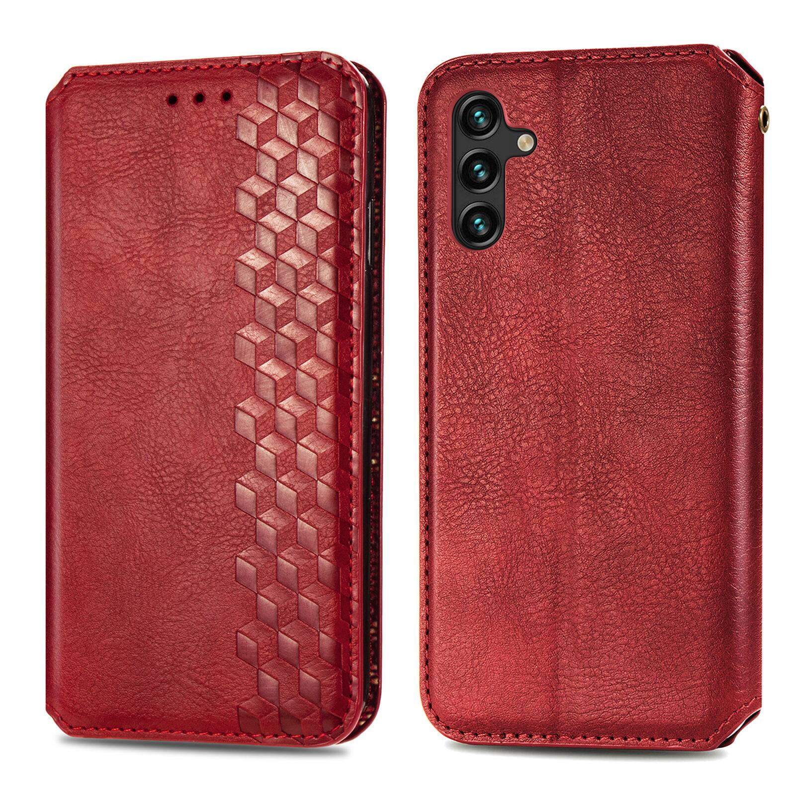 Alt View 1. Dteck - Magnetic Wallet Case For Samsung Galaxy S26, Shockproof PU Leather Flip Folio RFID Blocking Card Cover - Red.