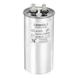 Unique Bargains - 1pc CBB65 Capacitor 45uF 450V Run Round for AC Motor Start HVAC Compressor Generator Air Condenser - Silver