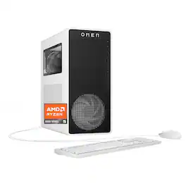 HP - OMEN 16L Gaming Desktop, AMD Ryzen 5 8500G, 16GB DDR5 RAM, 1TB SSD, NVIDIA RTX 5060, Windows 11 Home - Snow white metal