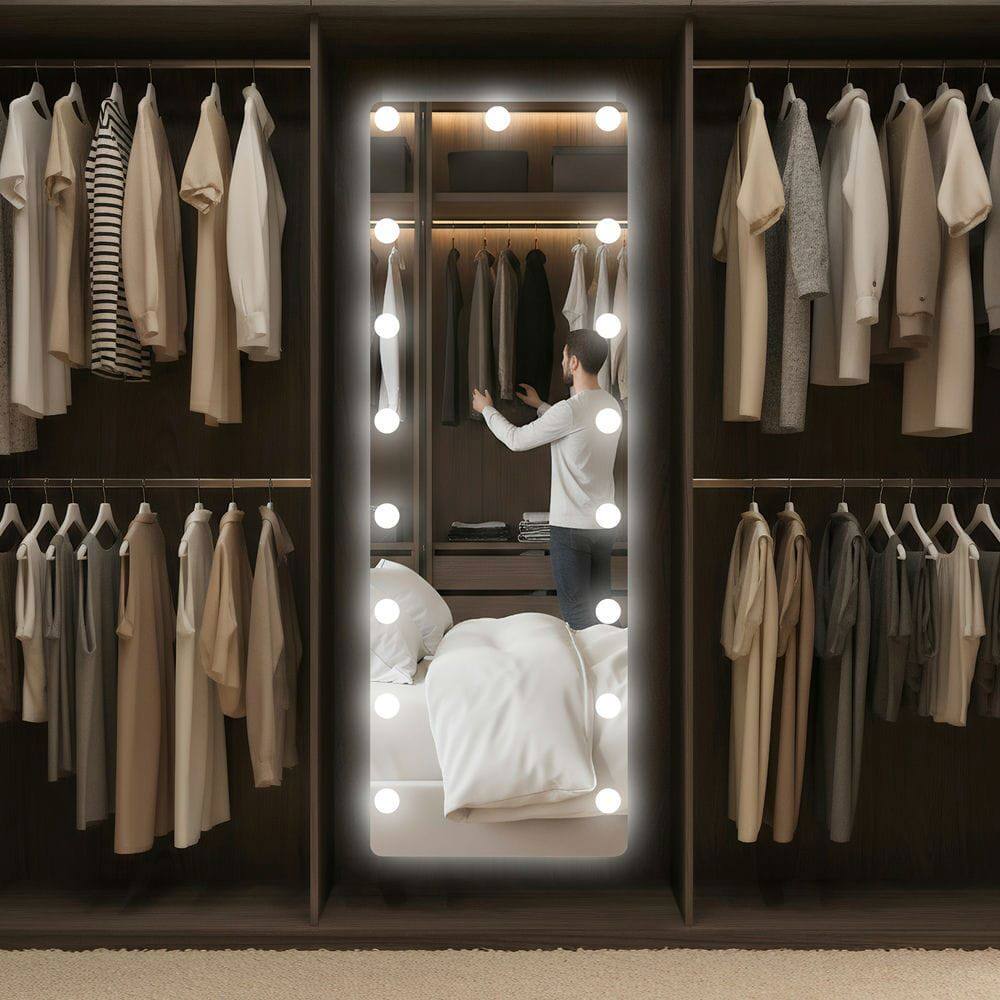 Alt View 7. Kadyn - 56x18 Inch Hollywood Style Full-Length LED Mirror with Vertical Design.