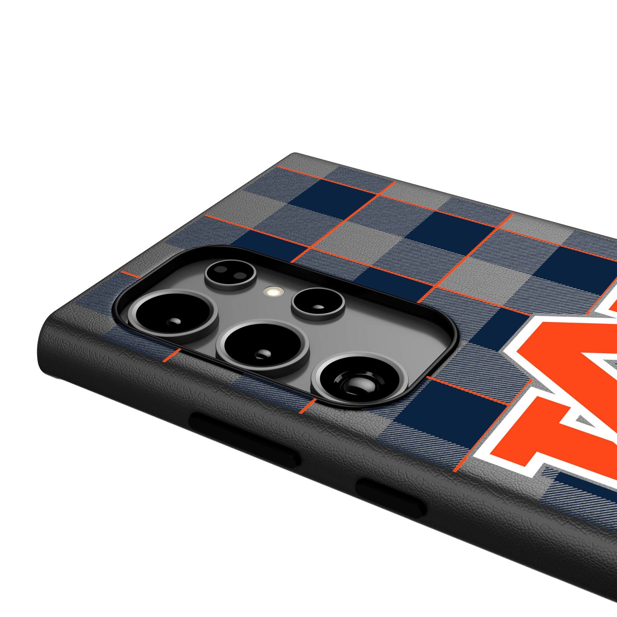 Alt View 3. Keyscaper - Auburn Tigers Plaid Galaxy Magnetic Bump Case - S25 Ultra - Black.