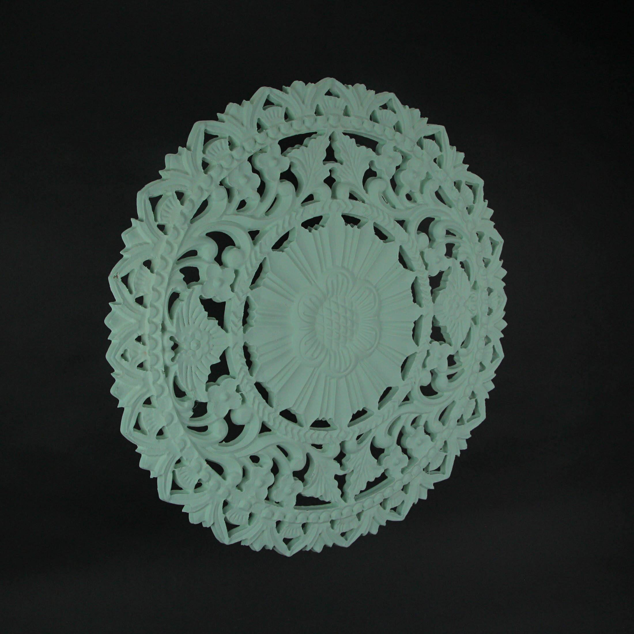 Alt View 1. Fancy That - 24 Inch Mint MDF Filigree Wall Art Home Decor Sculpture Decorative Floral Plaque - Green.