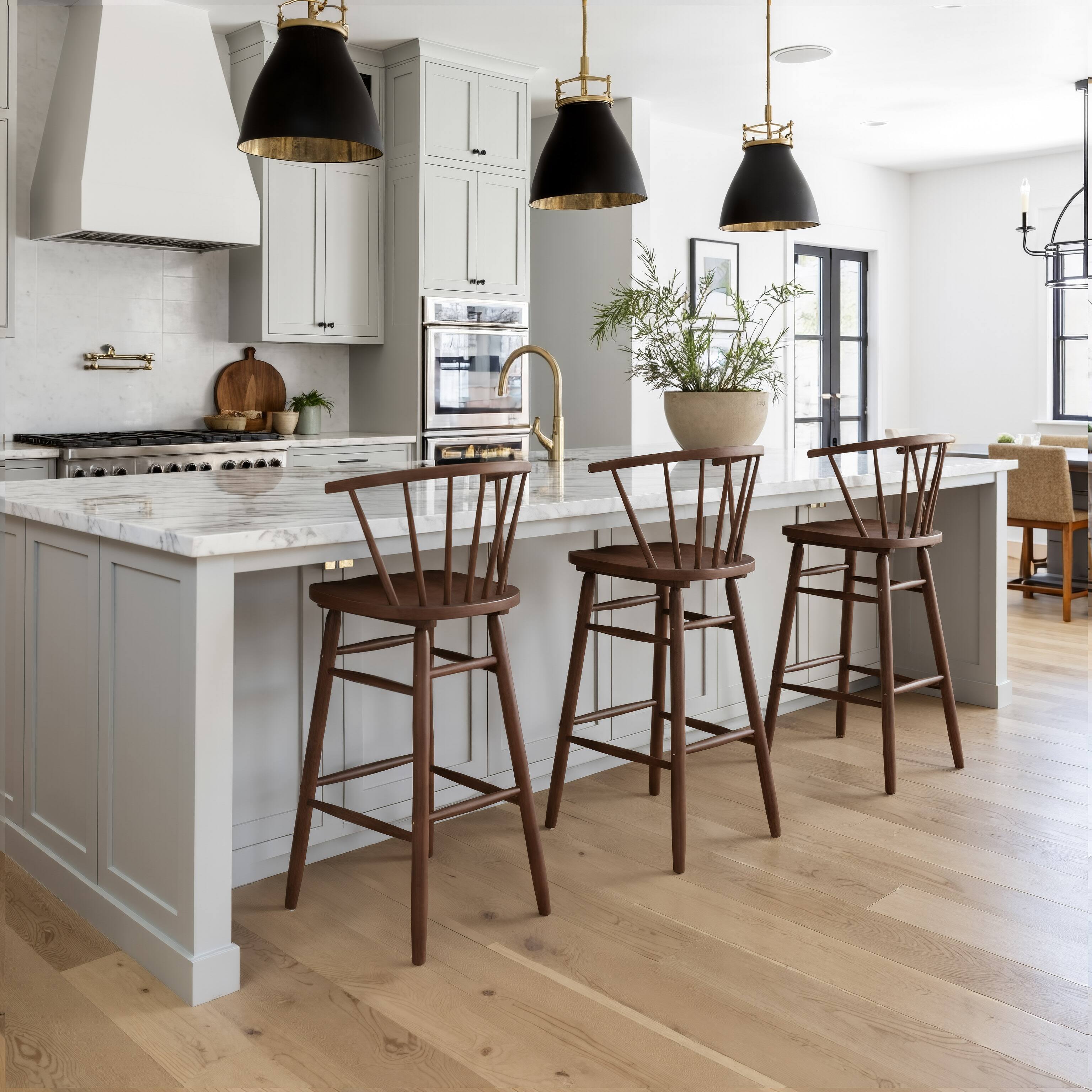 Angle. Hivvago - Stenger Barstool (Set of 2) Walnut - Walnut.