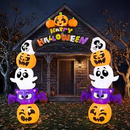 Joyfy - 8FT Inflatable Pumpkin Archway Halloween Decoration – Built-in LEDs for Indoor, Outdoor, Yard & Lawn Displays - Multicolor