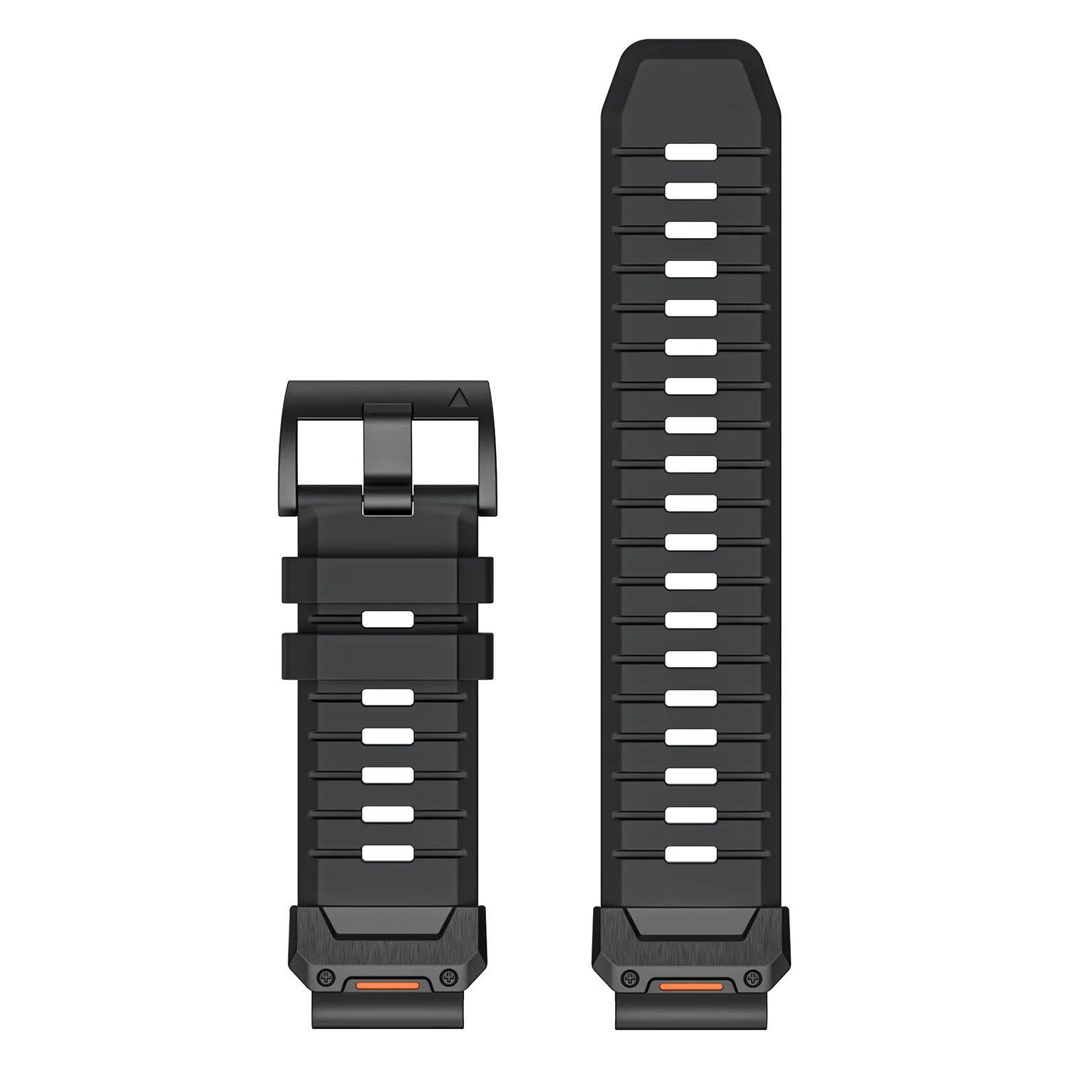 Left. StrapsCo - Elite FKM Strap QuickFit 22 Watch Band For Garmin Quatix 8 – 47mm - Obsidian.