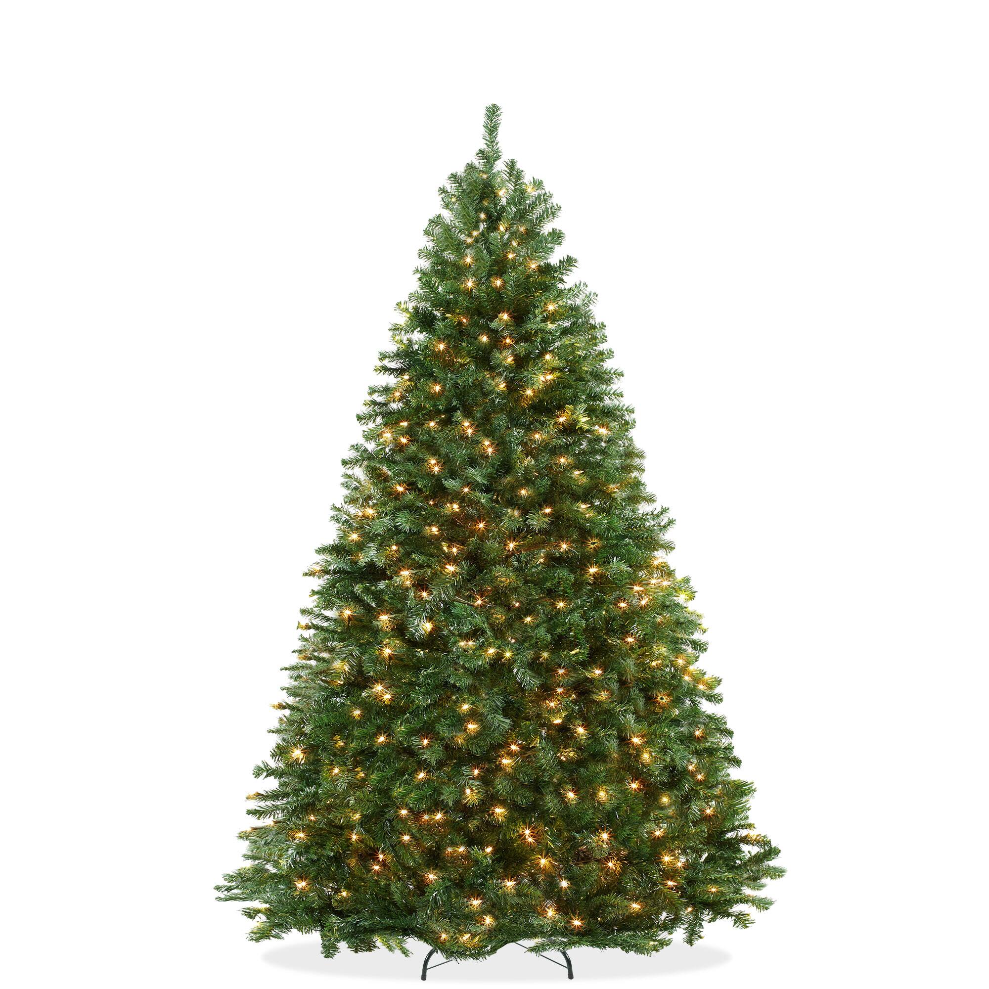 Front. Casafield - Pre-Lit Realistic Green Spruce Artificial Christmas Tree - Stand - Green.