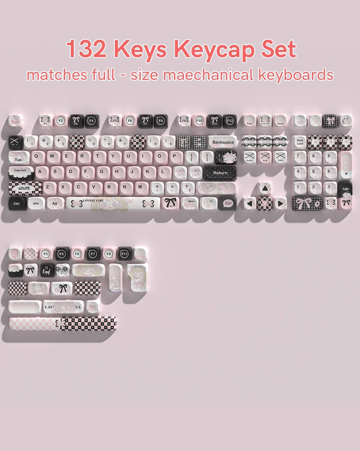 132 Keys Keycap Set matches full-size mechanical keyboards
