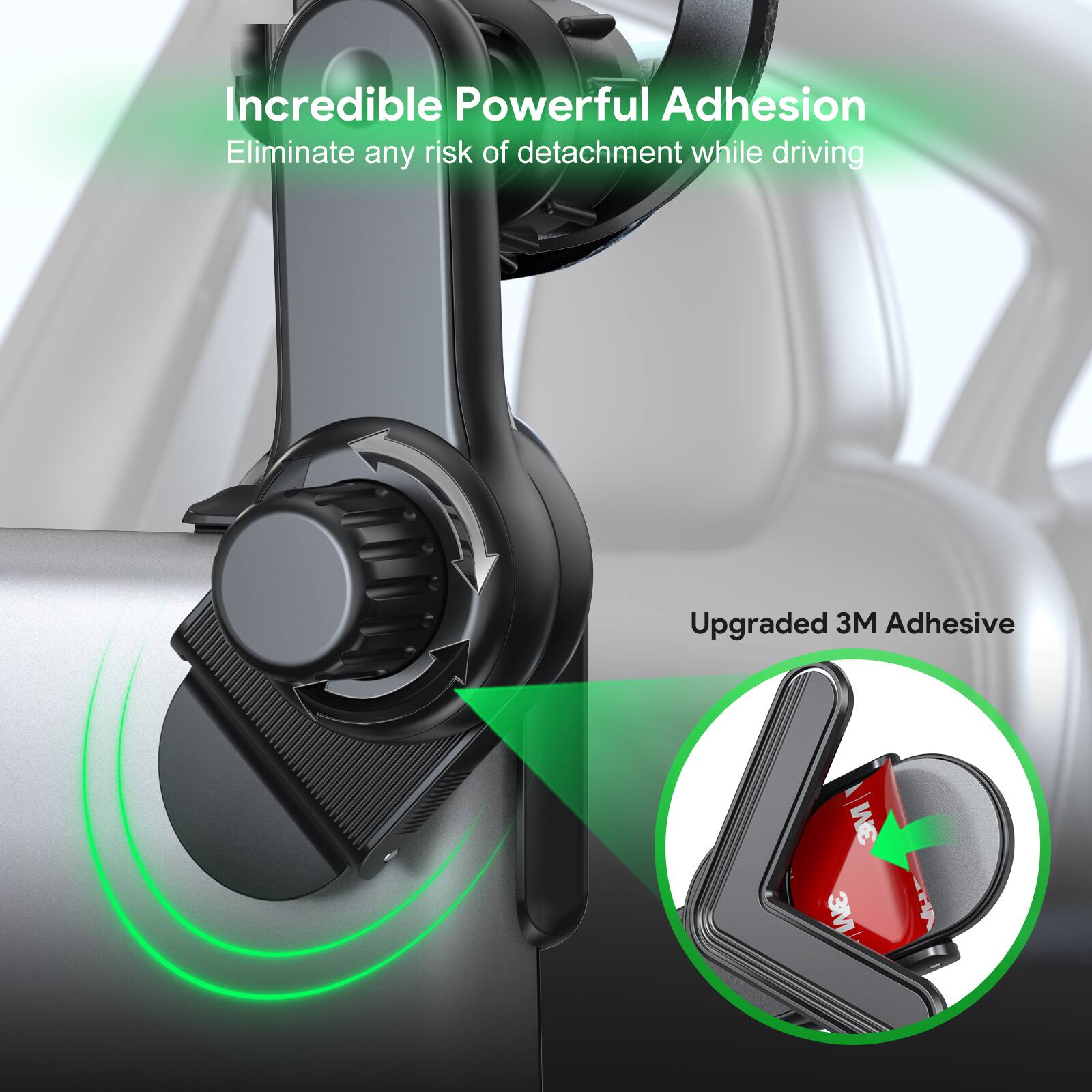 Incredible Powerful Adhesion, Eliminate any risk of detachment while driving, Upgraded 3M Adhesive