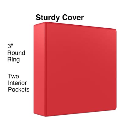 Sturdy Cover  
3" Round Ring  
Two Interior Pockets