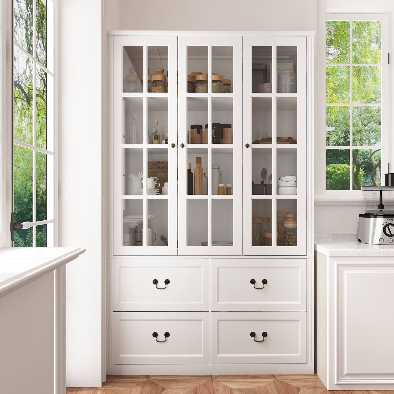 Alt View 9. FUFU & GAGA - FUFU&GAGA Glass - Door Buffet: Safe & Stylish Storage for Dining & Kitchen Pantry Cabinet - White.