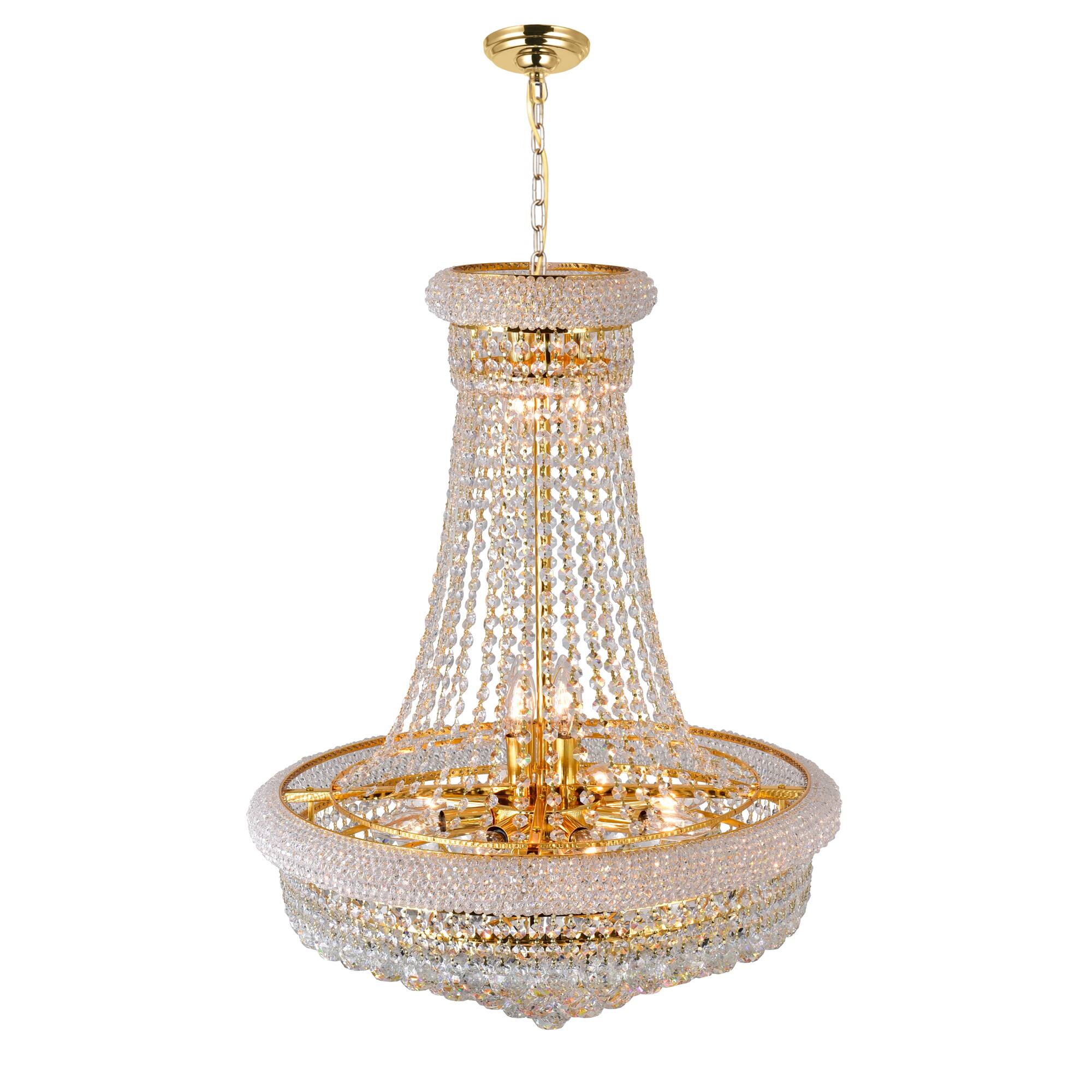 Angle. CWI Lighting - Empire 17 Light Down Chandelier With Gold Finish - Gold.