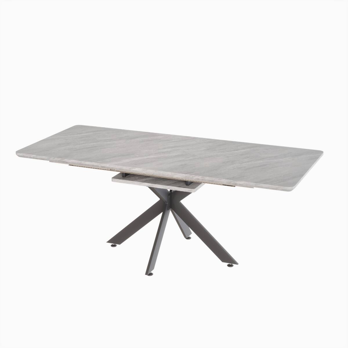 Alt View 1. Loheer - Loheer Extendable Dining Table, Gray MDF Top with Black Metal X Legs, Seats 8 to 10 - Gray and black.