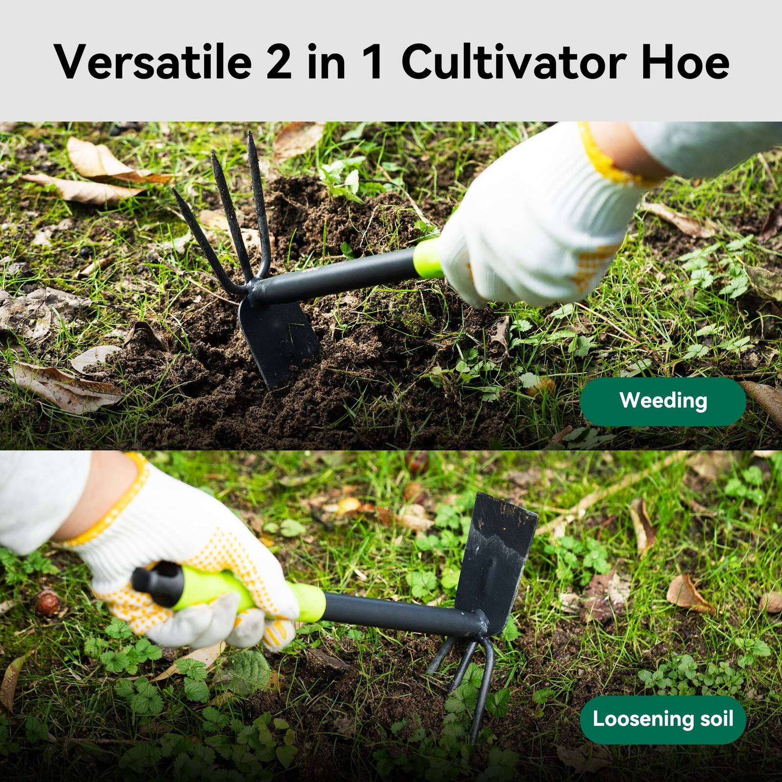 Versatile 2 in 1 Cultivator Hoe

Weeding

Loosening soil