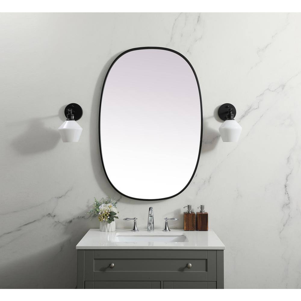 Alt View 4. Elegant Decor - Metal Frame Oval Mirror 27x40 Inch in Black - Black.