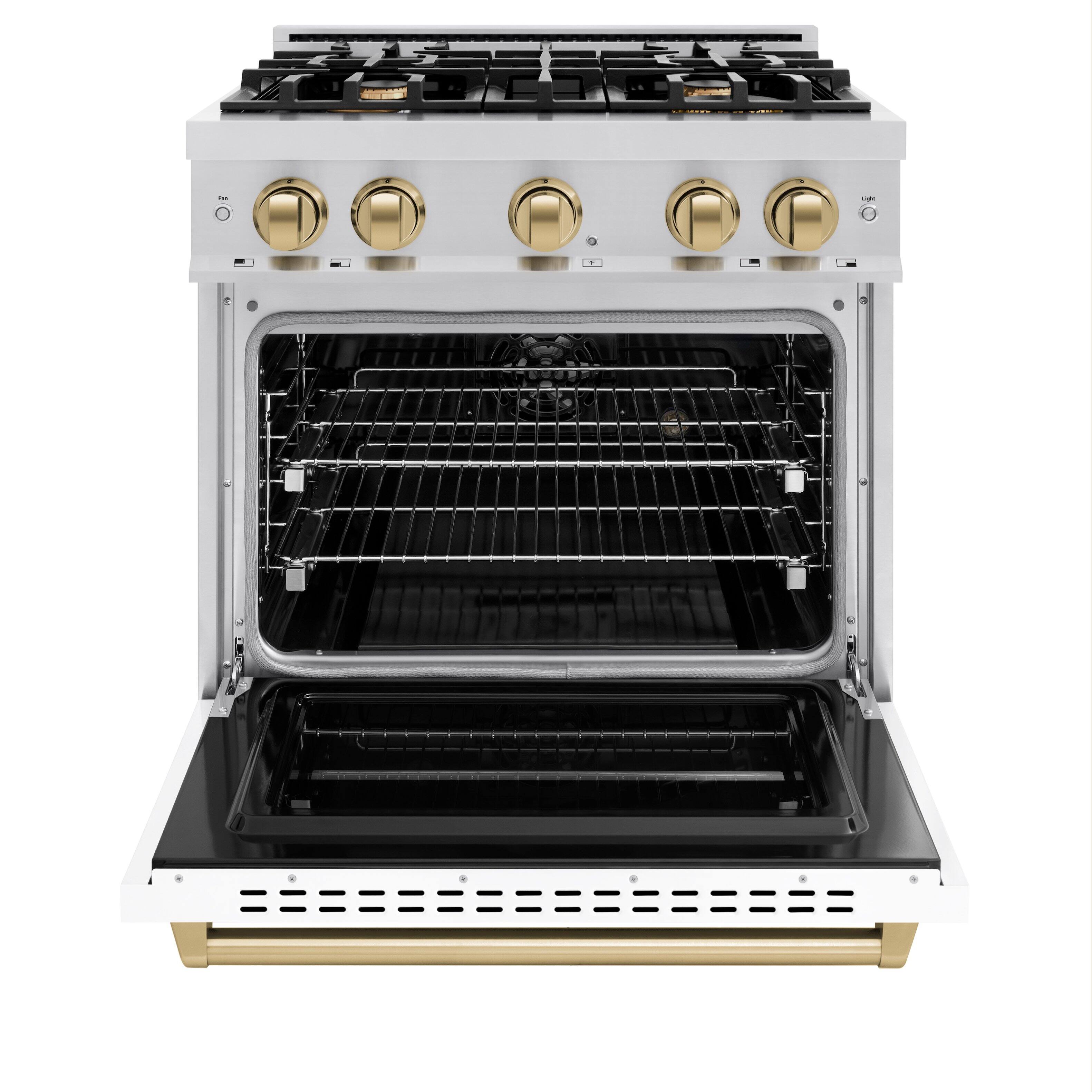 Alt View 1. ZLINE - Autograph 30" Classic Dual Fuel Range with Bronze Accents (CDRZ-WM-30-CB) - White.