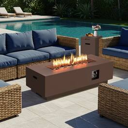 U-HOMY - Rectangle Propane Fire Pit Table – Outdoor Heater for Patio, Backyard & Deck - Brown