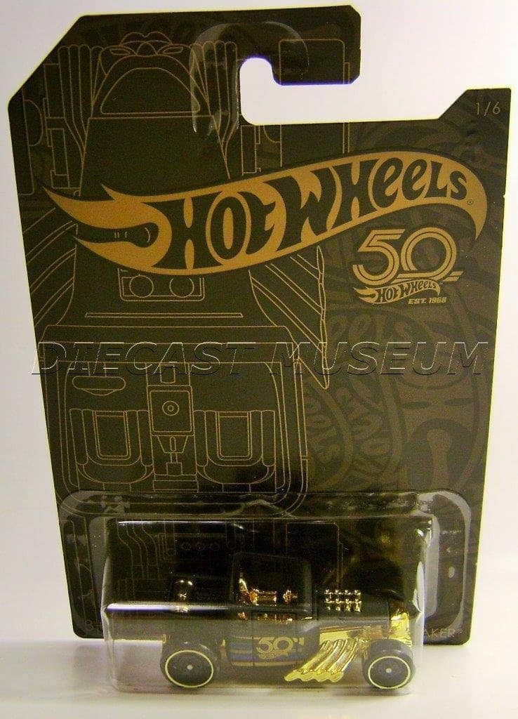 Hot Wheels - 2018 50th Anniversary Black & Gold Series 1/64 Scale Diecast Model (Bone Shaker)