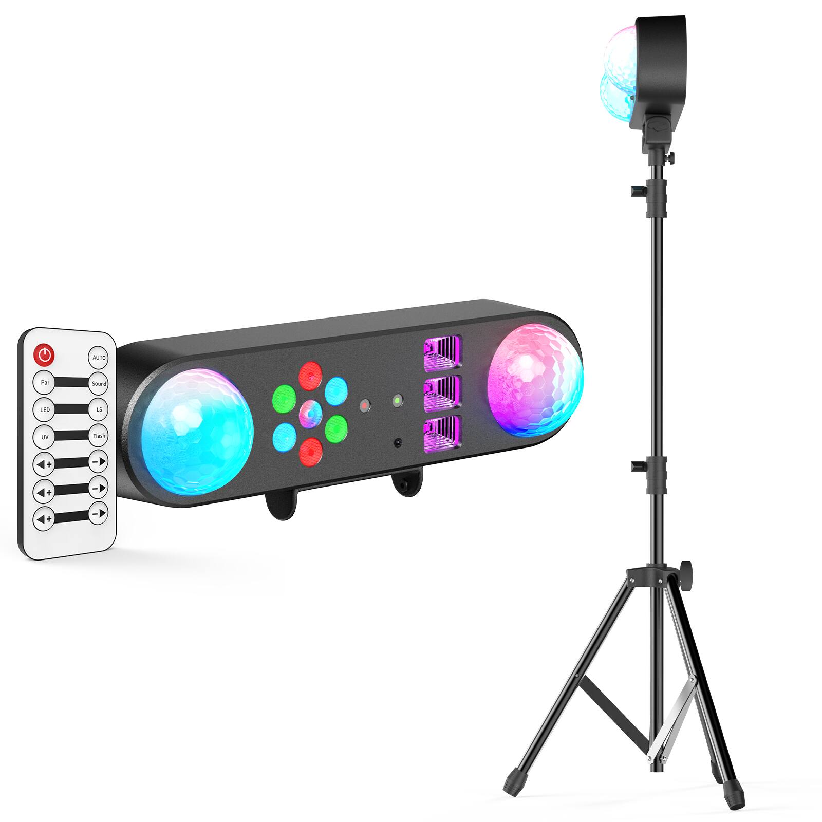 Alt View 9. UKing - 5in1 DJ Party Lights w/Stand RGBW UV Party Stage Lighting System DMX & Remote.