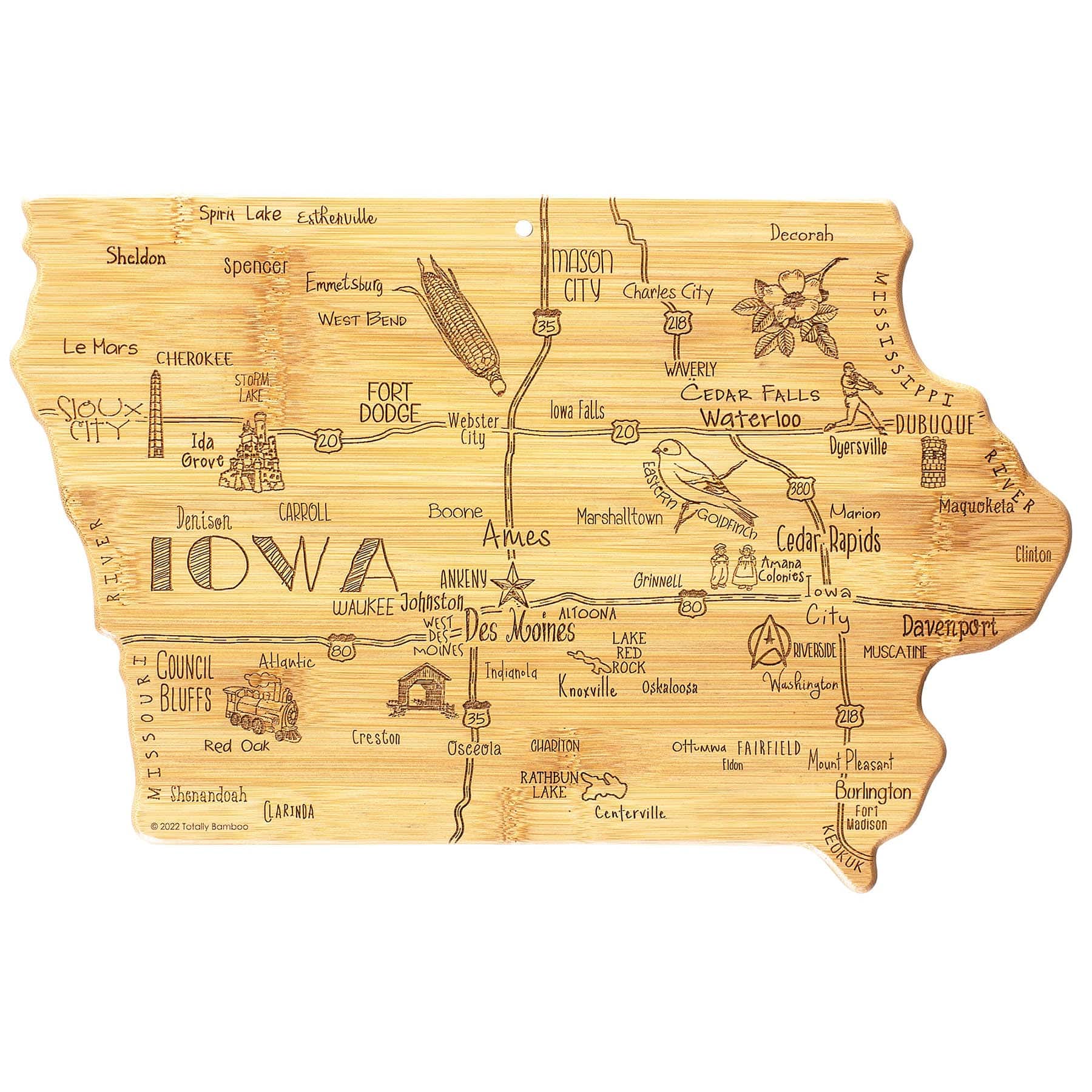 Totally Bamboo - Destination Iowa Cutting Board, 15-1/2" x 10-1/4"