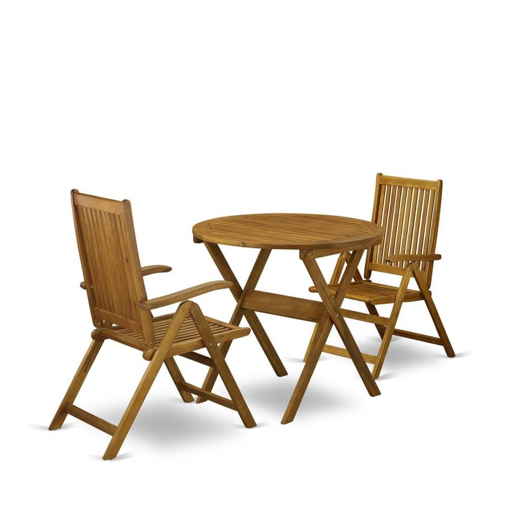 Outdoor Escape - 3-Piece Outdoor Dining Set with Oil Finish, Folding Table and 2 Chairs - Natural Oil price history on PriceWatchPro