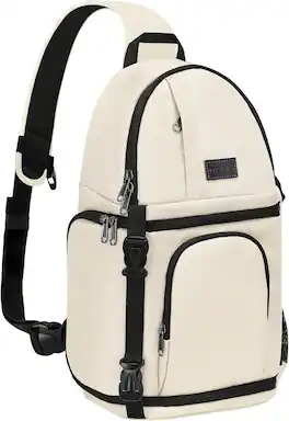 mosiso - Camera Sling Bag Shockproof Photography Camera Backpack with Tripod Holder & Removable Modular Inserts - Beige