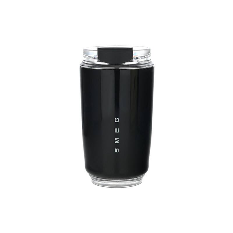 Left. SMEG - 12OZ SMEG Stainless Steel Insulated Vacuum Coffee Wall Travel Mug - Black.