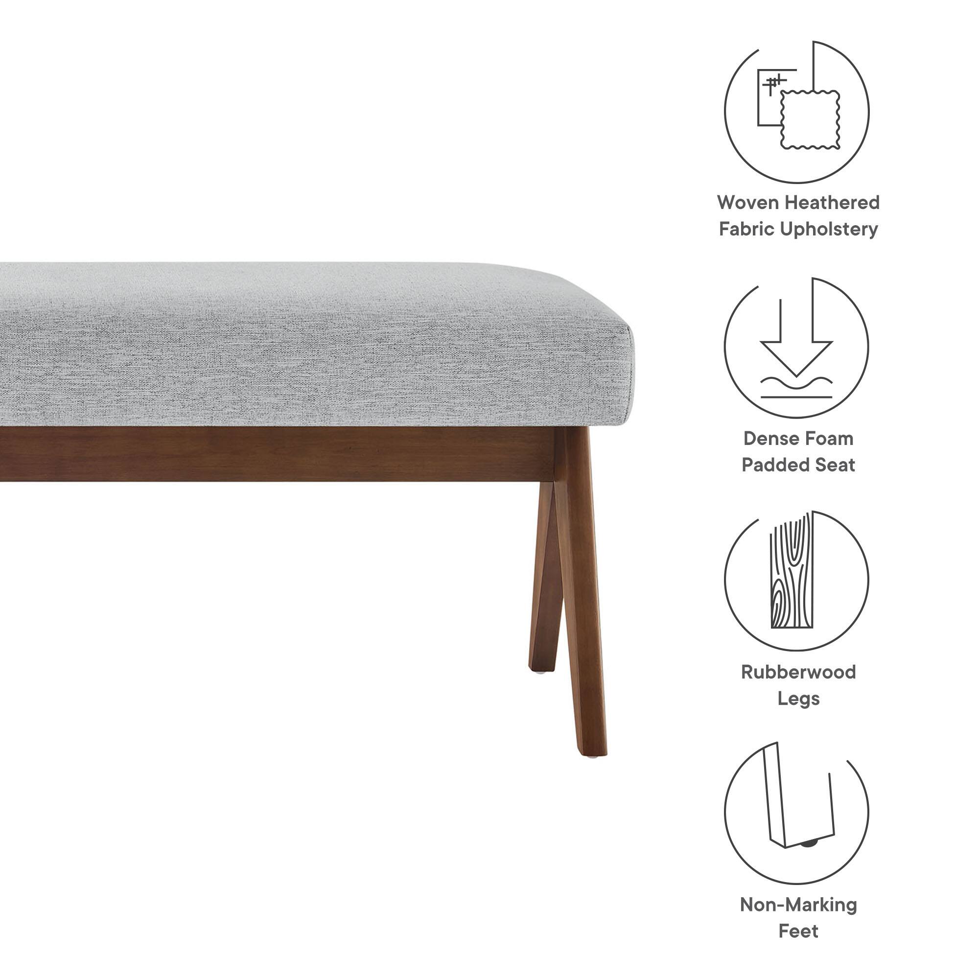 Woven Heathered Fabric Upholstery  
Dense Foam Padded Seat  
Rubberwood Legs  
Non-Marking Feet