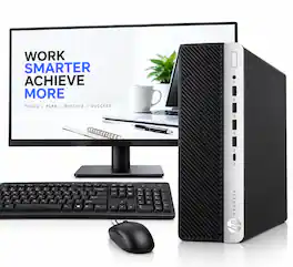 HP - Refurbished Excellent - EliteDesk G4 SFF Desktop PC | Intel i5-8th 3.0GHz | 8GB DDR4 RAM | 128GB + 19" LED | KB & Mouse | WiFi | Win11 - Black