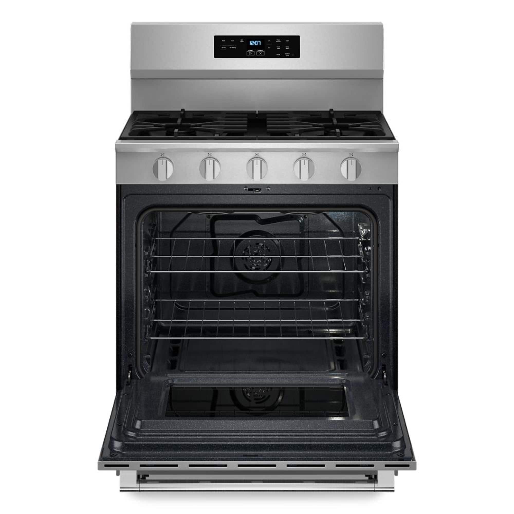 Angle. Maytag - 30-Inch Wide Gas Range With No Preheat Air Fry and Air Baking - 5.0 cu. ft. - Stainless Steel.