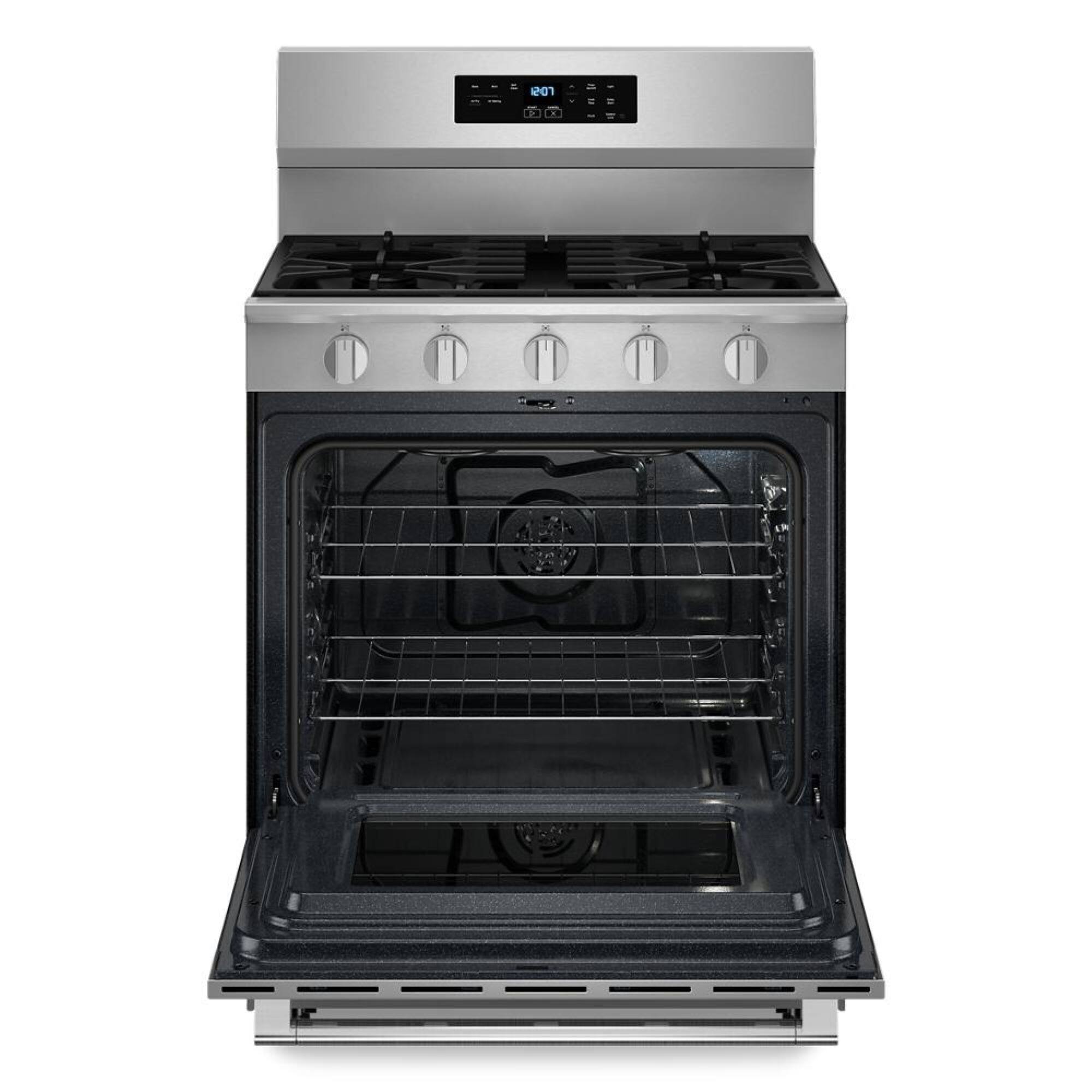 Angle. Maytag - 30-Inch Wide Gas Range With No Preheat Air Fry and Air Baking - 5.0 cu. ft. - Stainless Steel.