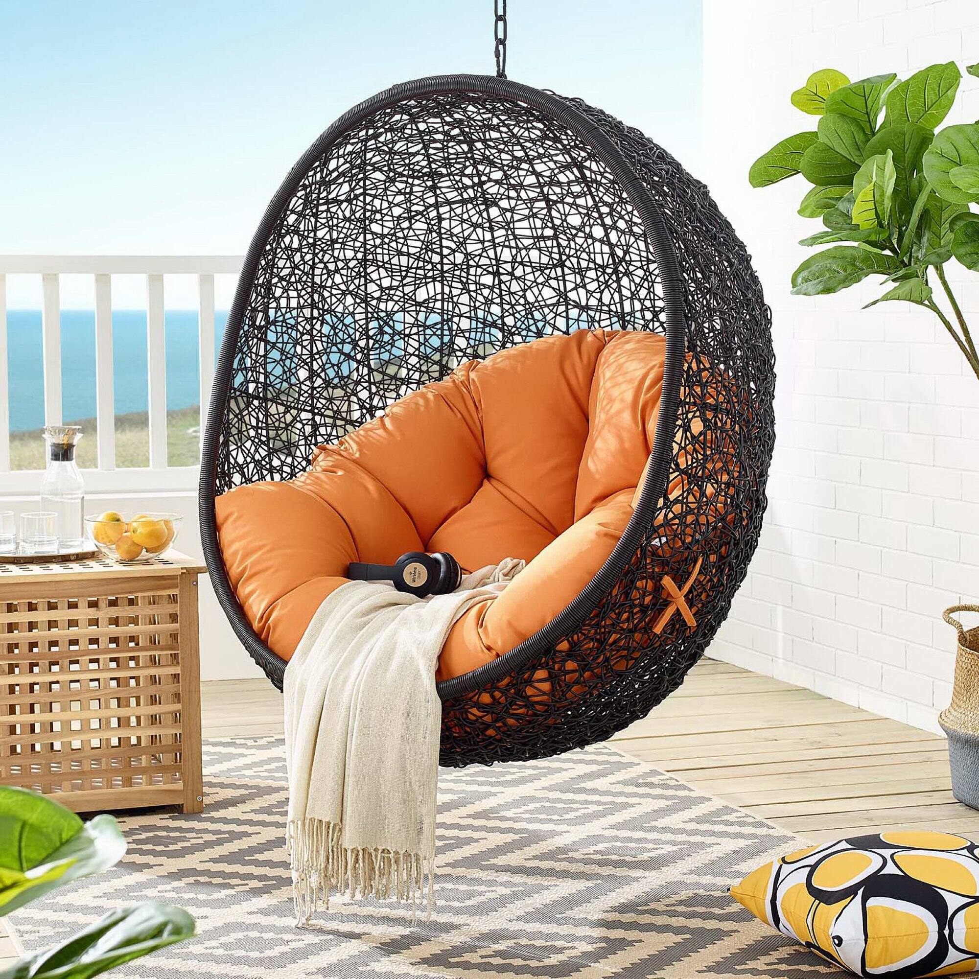 Alt View 3. Modway - Encase Swing Outdoor Patio Lounge Chair by Modway - Orange.