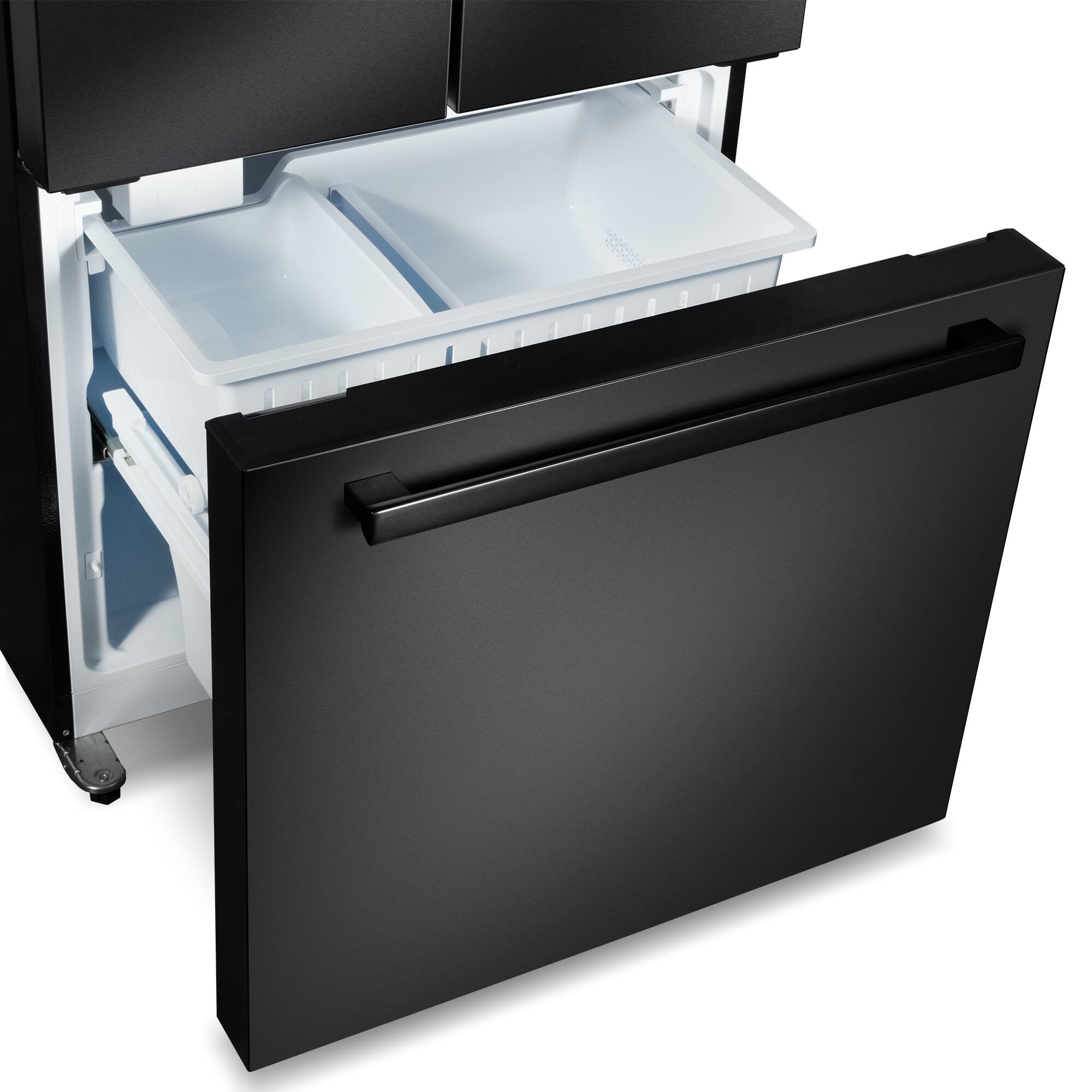 Alt View 2. COSMO - COS-RFFV183GHBK 30 in. Vista Collection 17.5 cu. ft. Counter Depth 3-Door French Door Refrigerator, Freezer Drawer - Matte Black.