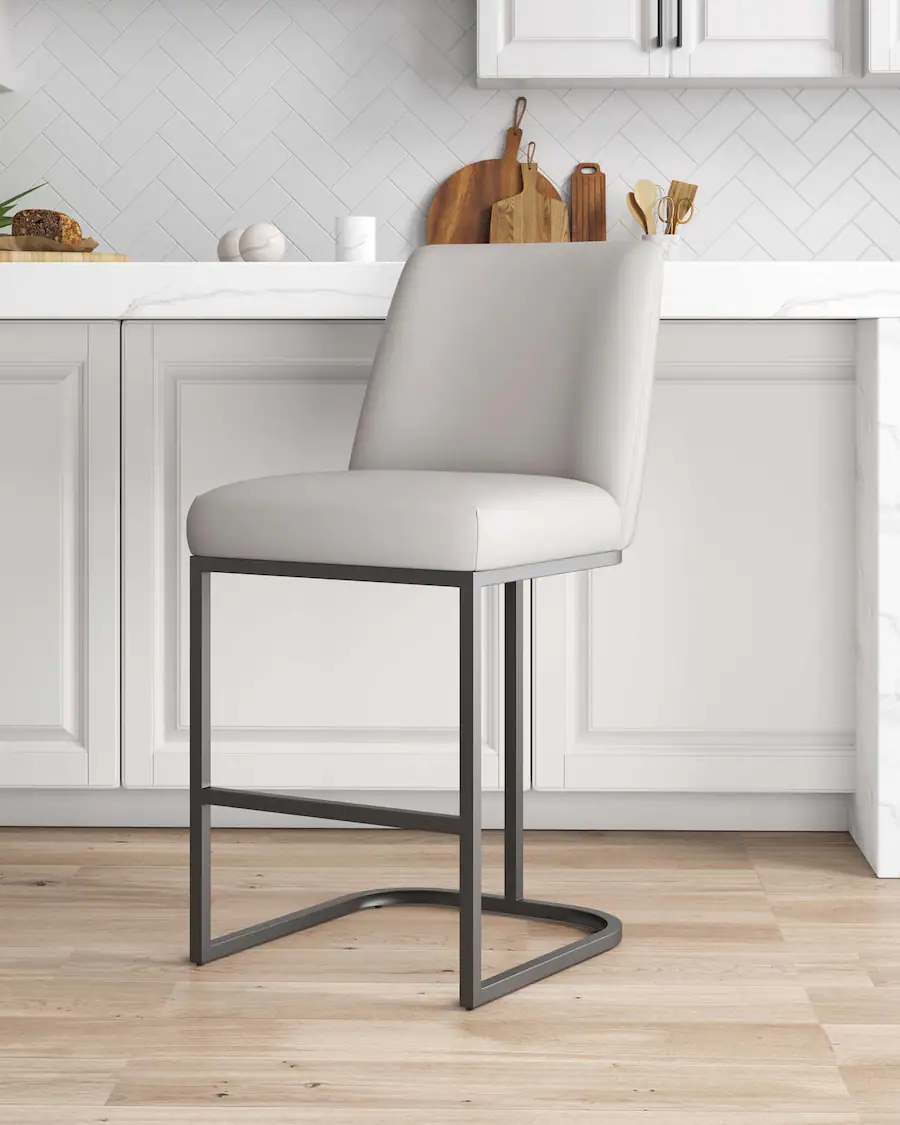 Counter Base Model Manhattan Comfort Serena Modern Metal Upholstered Counter Stool Light ...