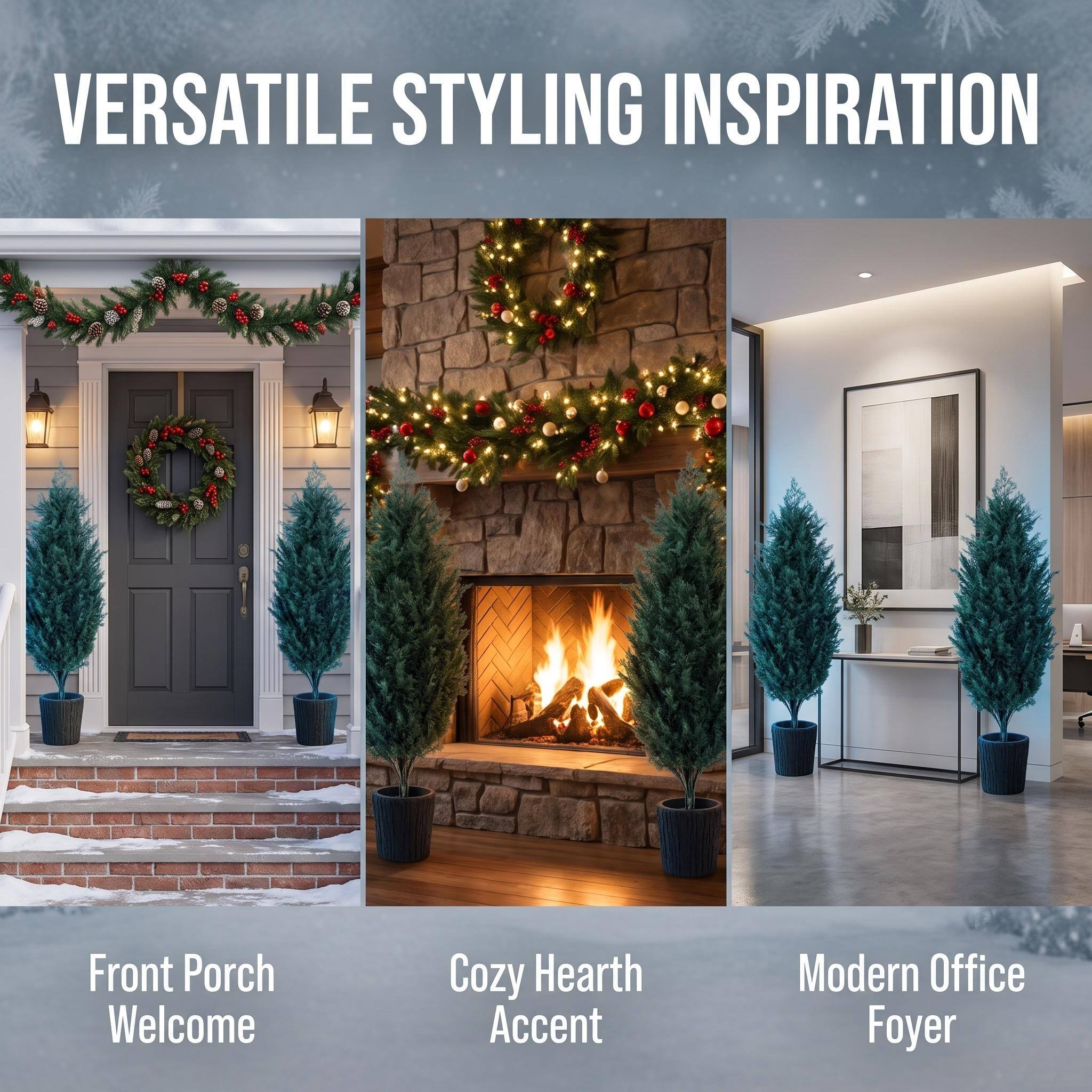 VERSATILE STYLING INSPIRATION

Front Porch Welcome

Cozy Hearth Accent

Modern Office Foyer
