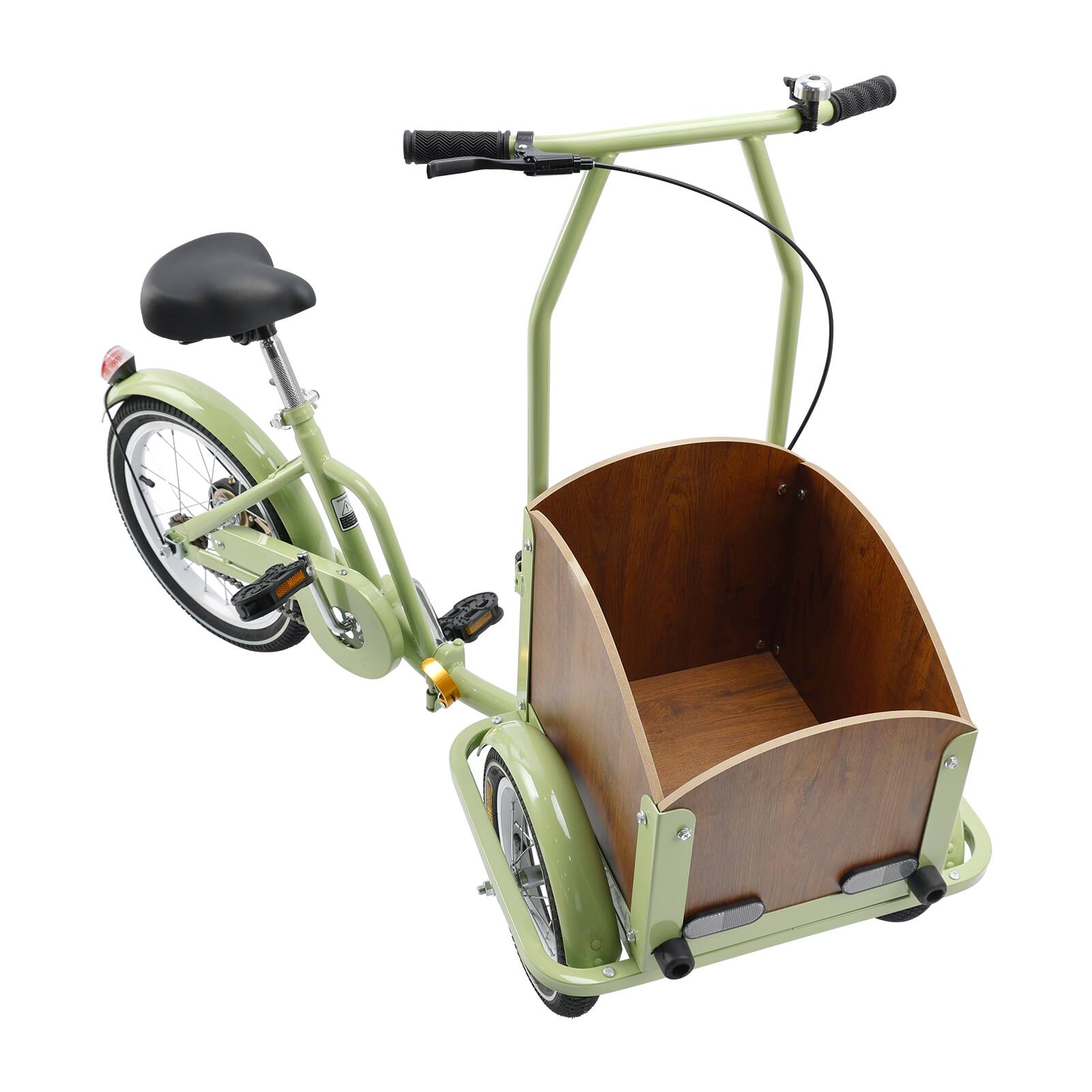 Alt View 4. Topteng - Kid Tricycle Three wheel bike Trike for Child, Boy, Girl, 16 Inch Wheels with Front Wood Cargo Rack for Small Pet, Green - Green.