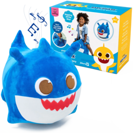 JitteryGit - Pinkfong Daddy Shark Musical Bouncy Ride-On Toy – Soft Plush Hopper with Iconic Song