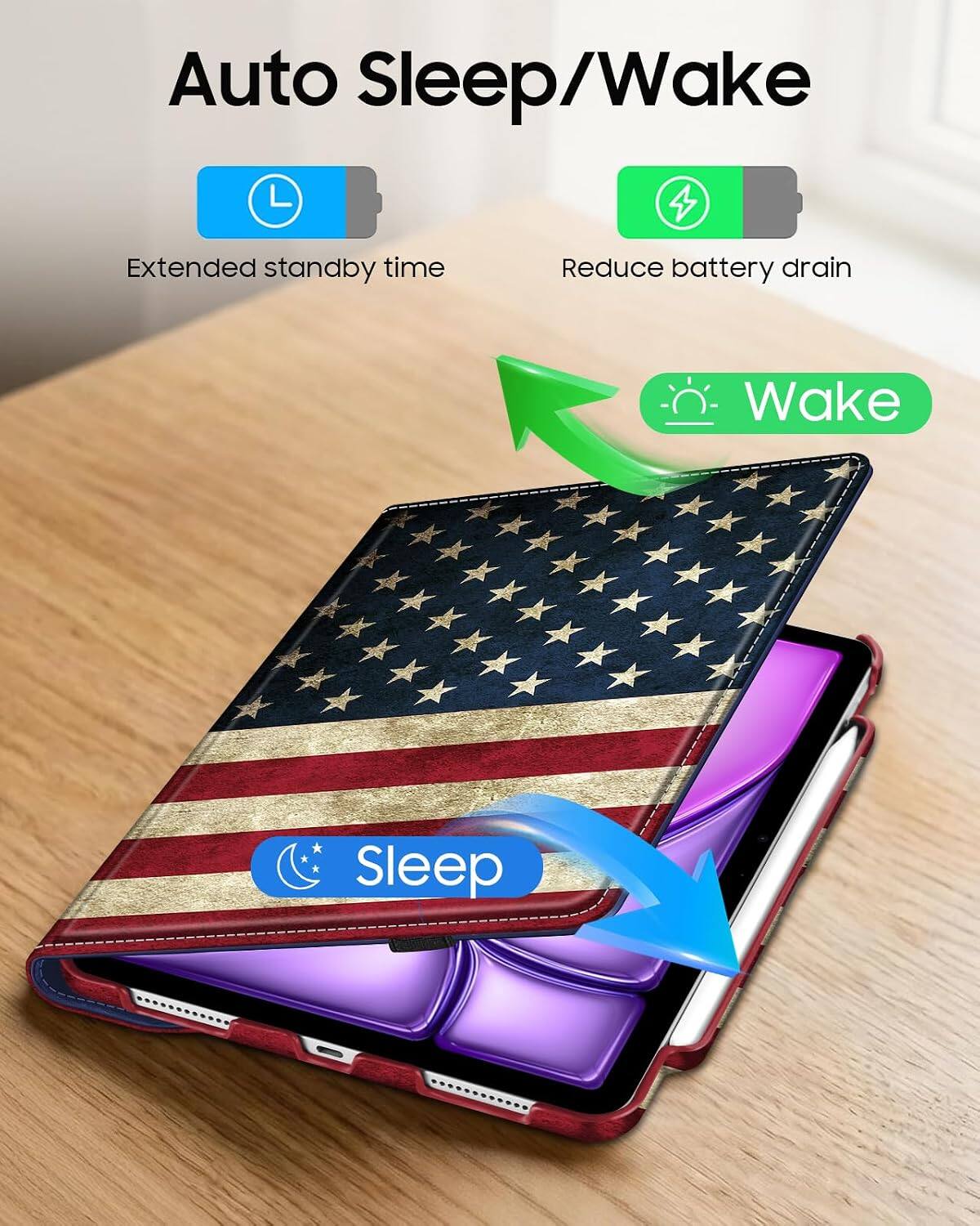 Auto Sleep/Wake 4  
Extended standby time  
Reduce battery drain  
Wake  
Sleep