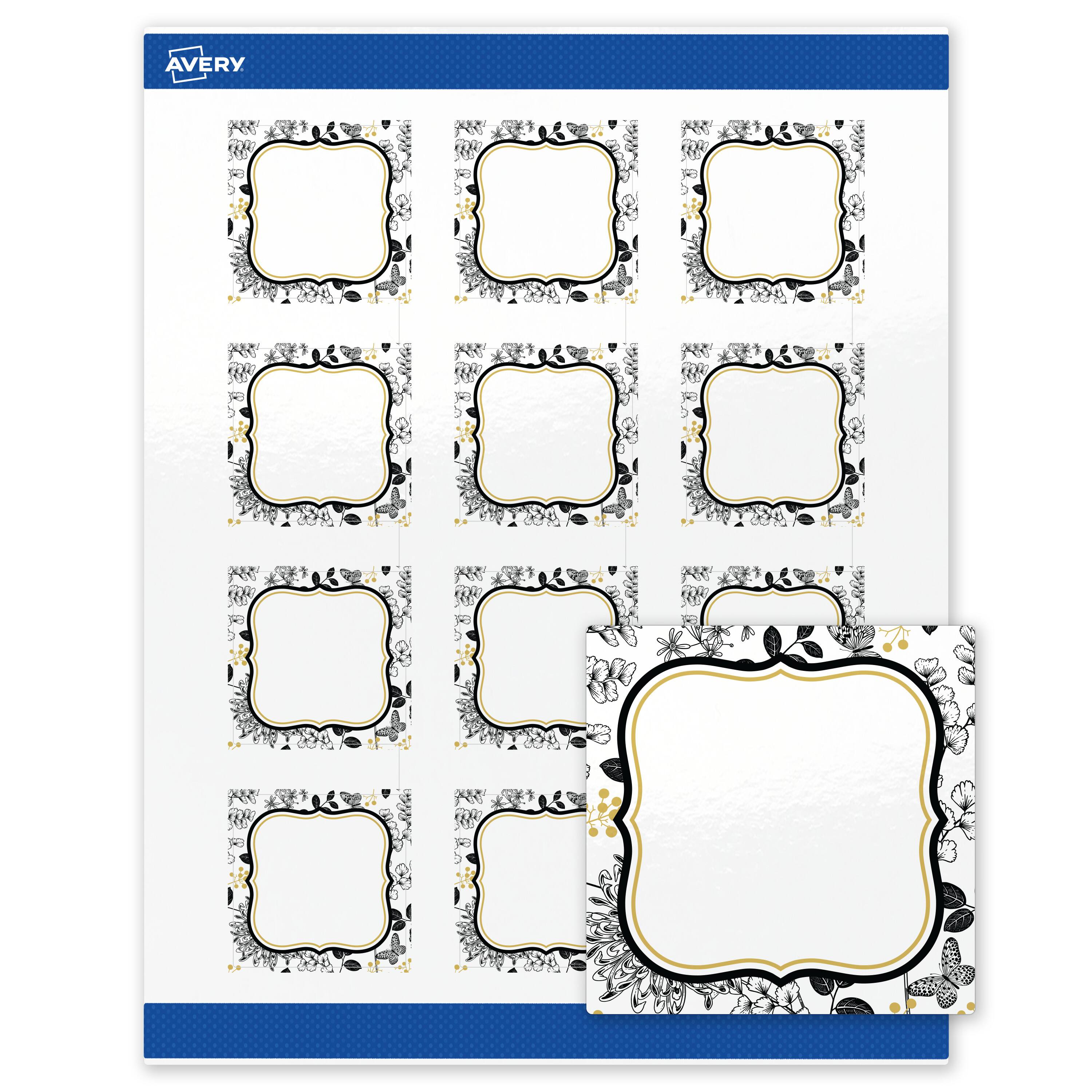 "Avery - Labels, 2"" x 2"", Glossy Flourished Gold & Black Florals - White" price history on PriceWatchPro