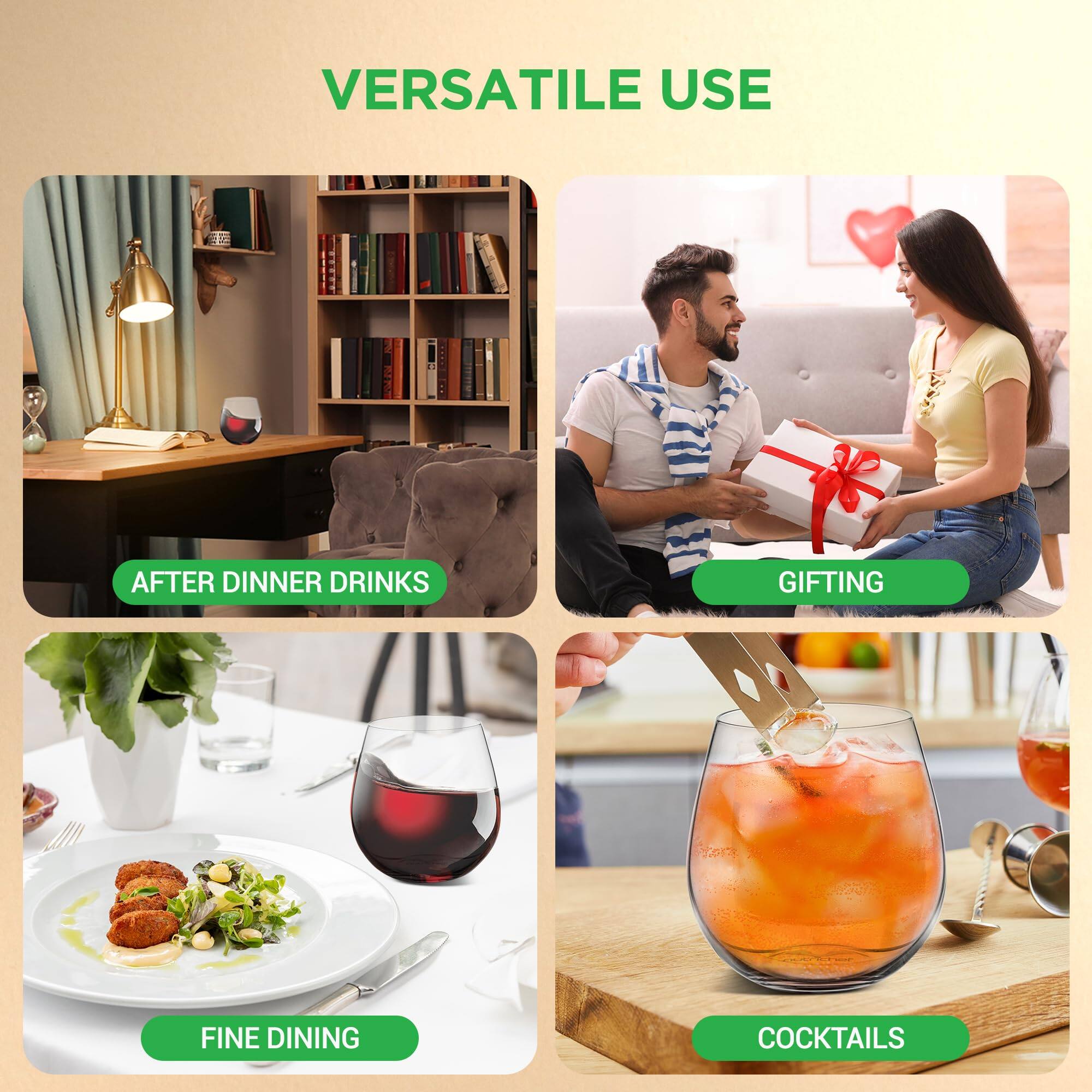 VERSATILE USE

- AFTER DINNER DRINKS
- GIFTING
- FINE DINING
- COCKTAILS
