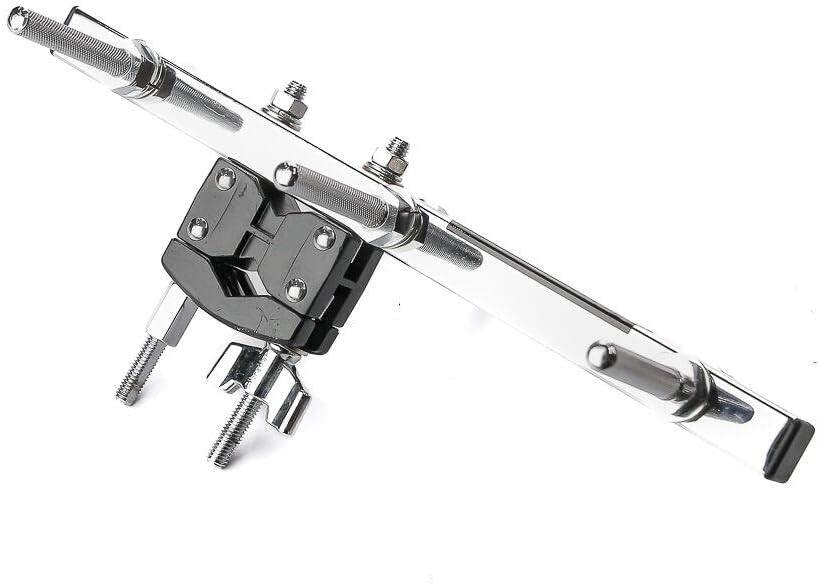 Back. Gibraltar Hardware - 3 Post Accessory Mount Clamp, 12" Percussion Mounting Bar, Includes Three 9.5mm Knurled Posts.