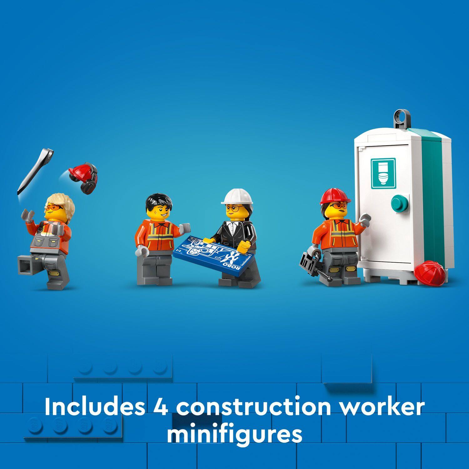 Includes 4 construction worker minifigures.