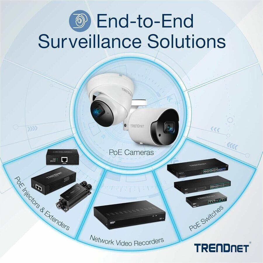 End-to-End Surveillance Solutions

TRENDNET PoE Cameras  
TRENDNET PoE Injectors & Extenders  
TRENDNET Network Video Recorders  
TRENDNET PoE Switches
