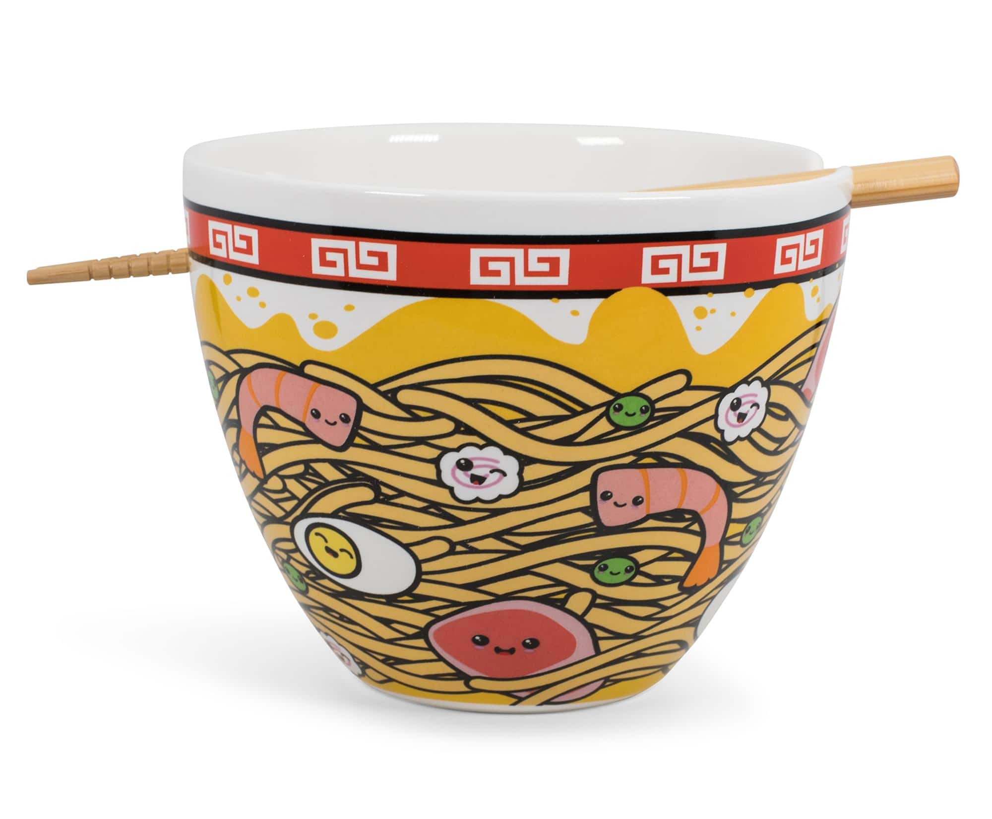 Toynk - Sunken Noodles Japanese Dinnerware Set | 16-Ounce Ramen Bowl and Chopsticks - White