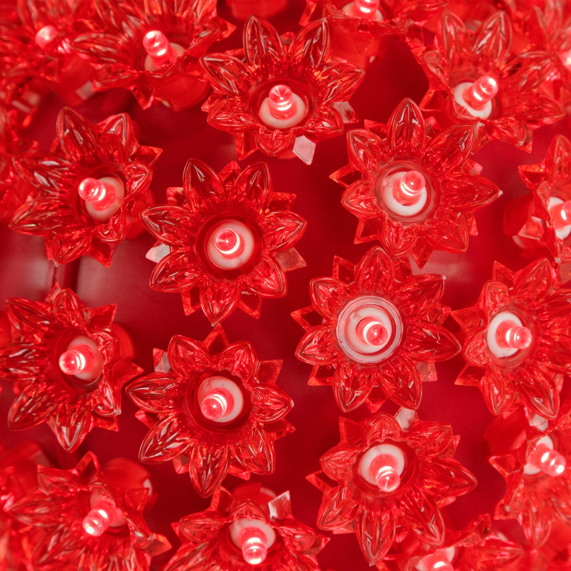 Alt View 4. Northlight - LED Lighted Hanging Starlight Floral Sphere Outdoor Christmas Decoration- 7.5" - Red - Red.