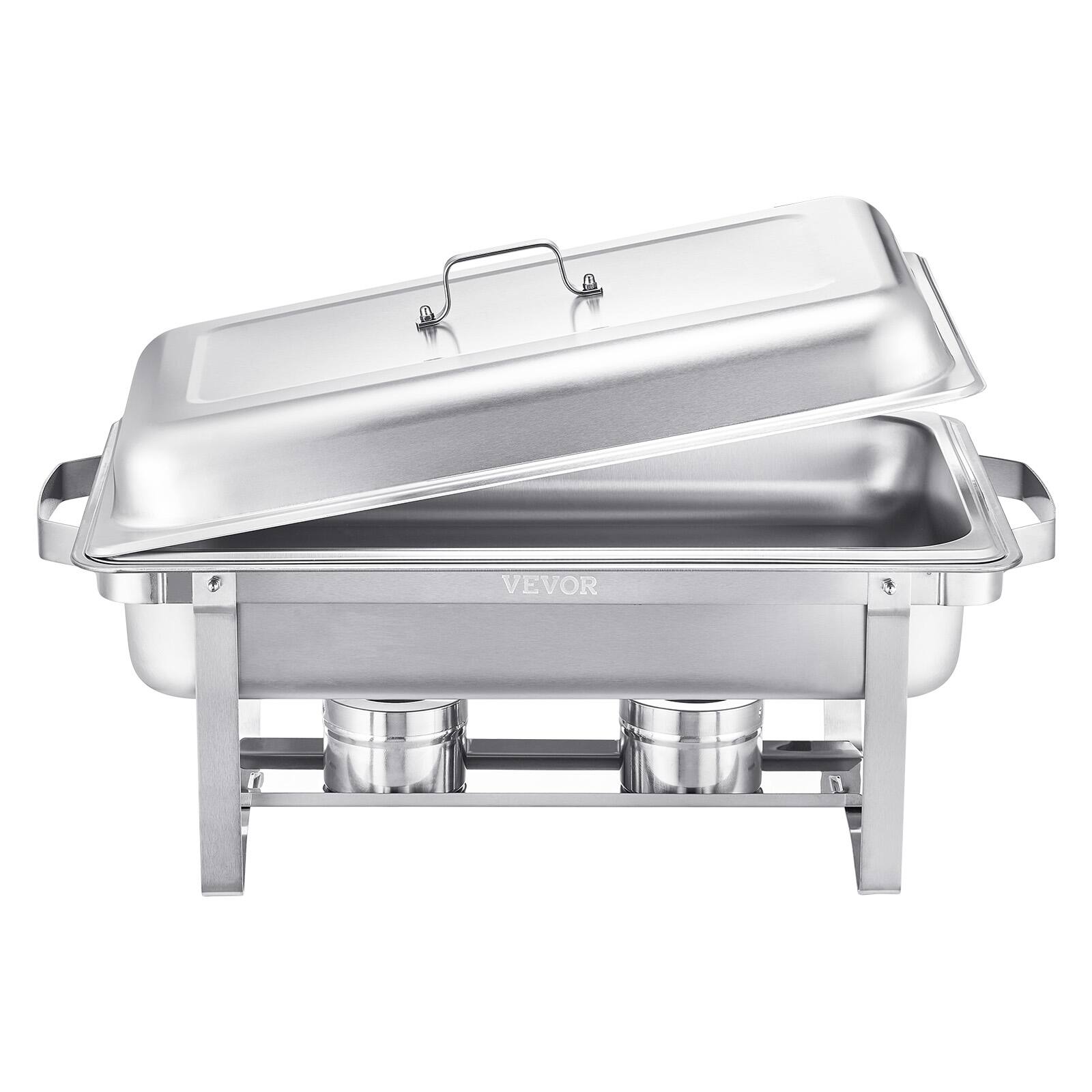 PREMIER CHOICE Full-Size Chafer Set With 4 Half Pans & 2 Full Pans – Stainless Steel Buffet Catering