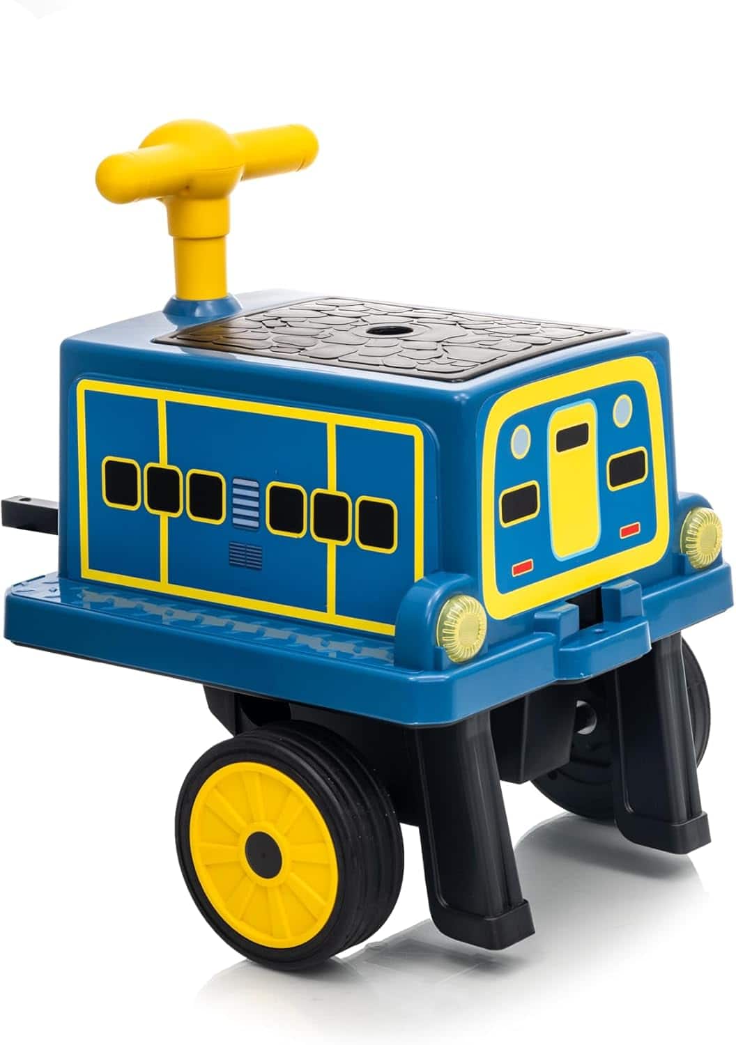 GARVEE - 12V Ride on Train Trackless Carriage, Train Carriage with Removable Storage Chair, Rubber Wheels for Boys Girls - Blue