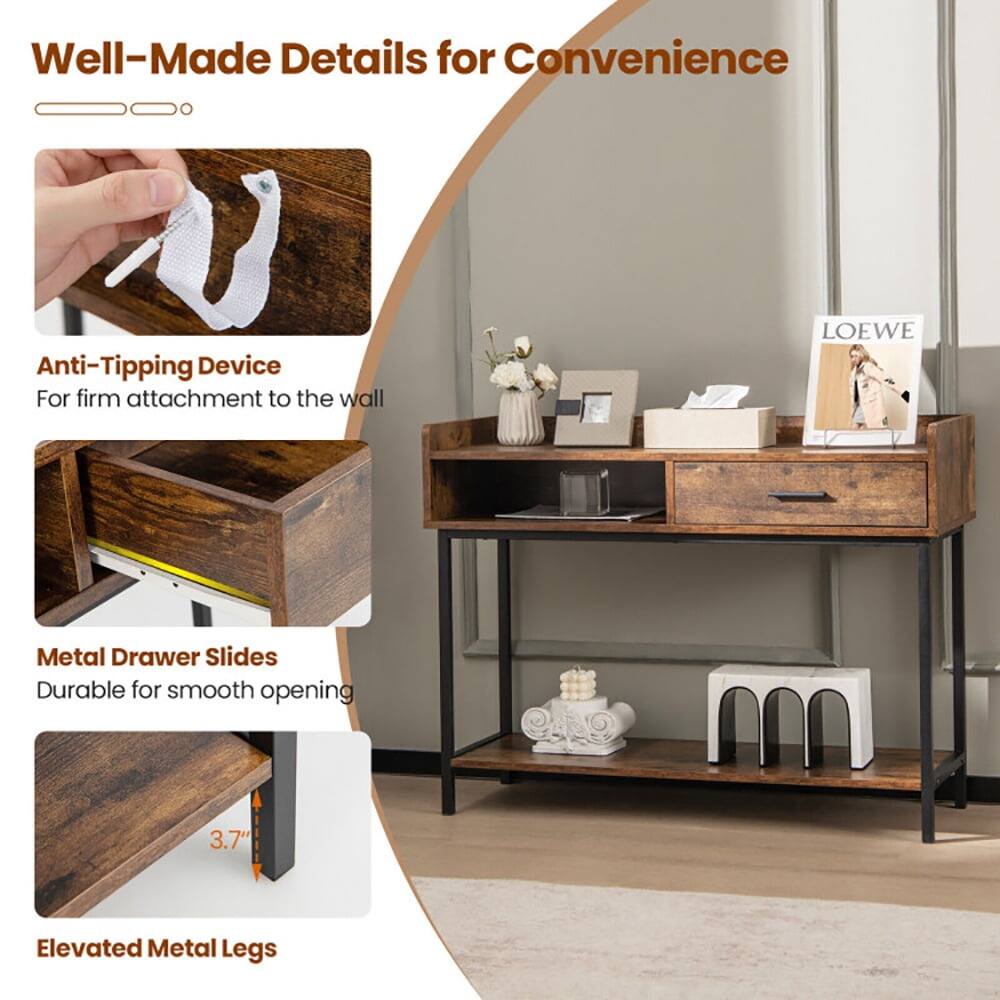 Well-Made Details for Convenience

Anti-Tipping Device  
For firm attachment to the wall

Metal Drawer Slides  
Durable for smooth opening

Elevated Metal Legs  
3.7"