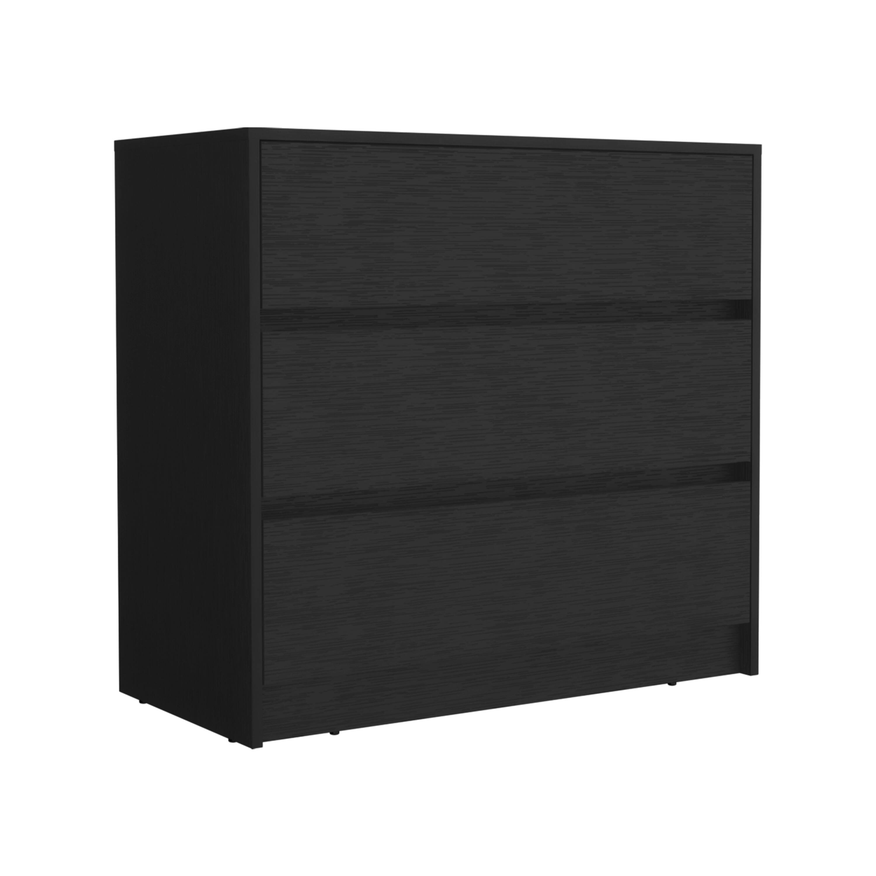 Alt View 2. TuHome - Austin Three Drawer Dresser, Pull Out Mechanism - Black.